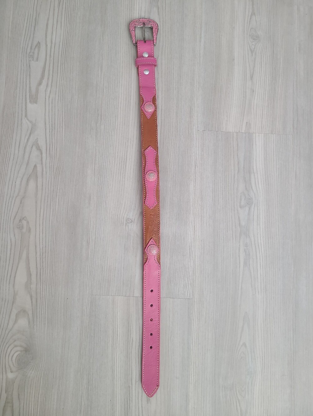 Girl Pink and Brown Leather Belt - Stylish Western Accent